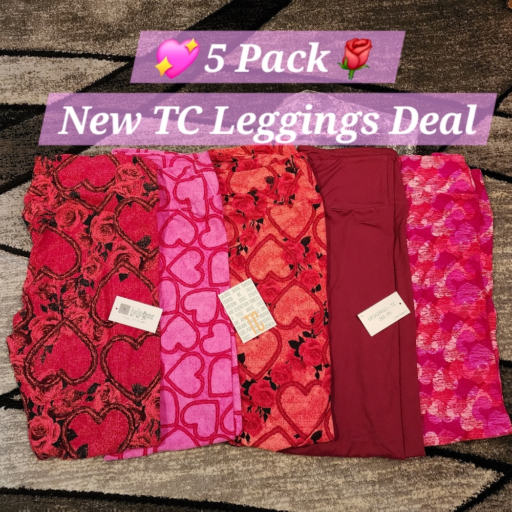 New Lularoe Heart Tc Tall & Curvy Valentines Day Love Ya Leggings Luck In